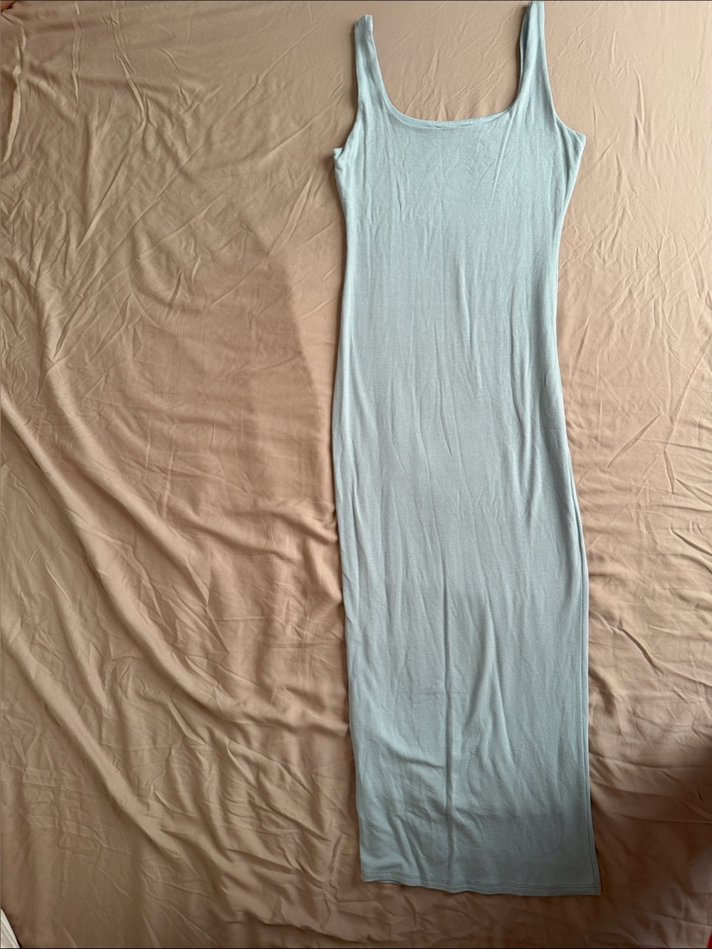 Double layer stretch maxi fitted dress